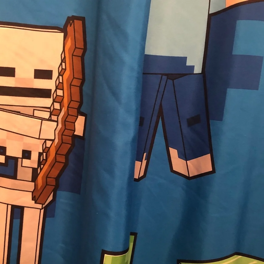 Minecraft Kids Costume Shower Curtain - Blue with TNT & Creeper